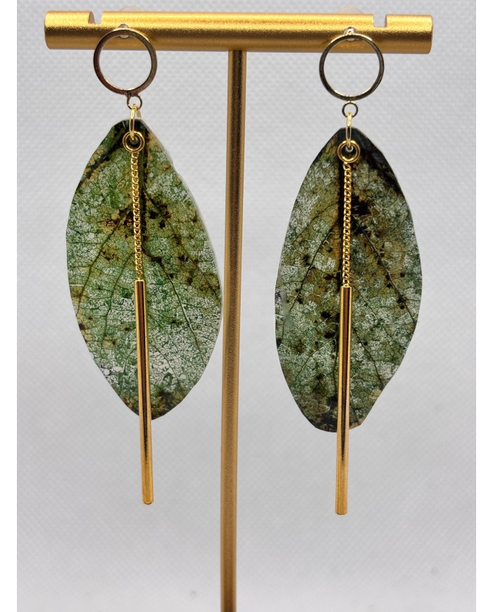 EDICIÓN LIMITADA pendientes artesanos de hoja natural esqueletizada