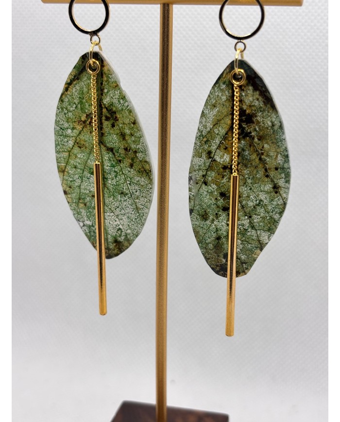 EDICIÓN LIMITADA pendientes artesanos de hoja natural esqueletizada