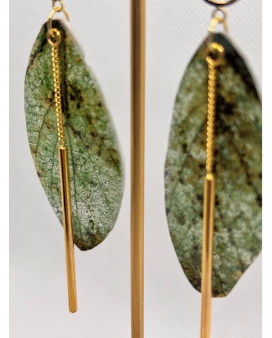 EDICIÓN LIMITADA pendientes artesanos de hoja natural esqueletizada