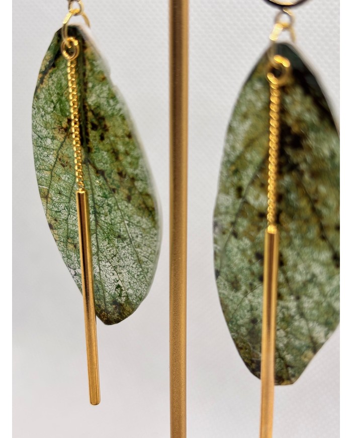 EDICIÓN LIMITADA pendientes artesanos de hoja natural esqueletizada