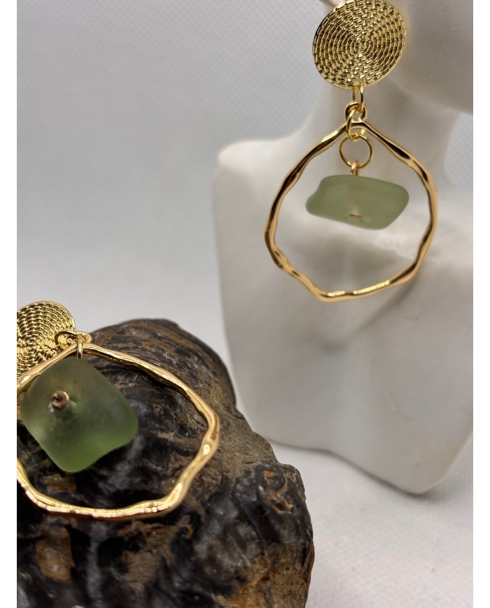 PENDIENTES ARTESANOS DE CRISTAL MARINO