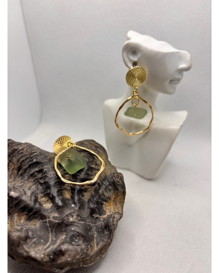 PENDIENTES ARTESANOS DE CRISTAL MARINO