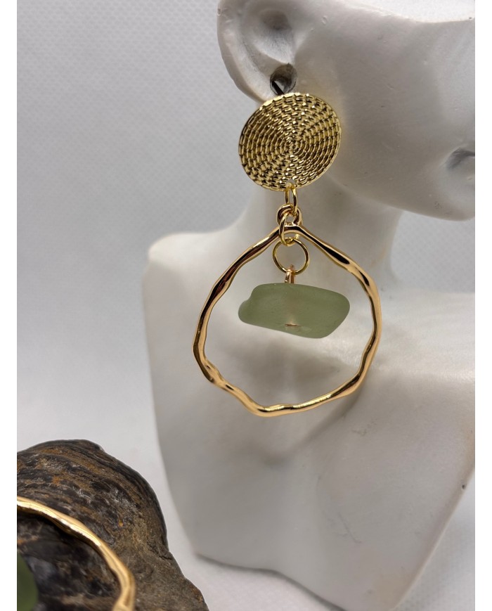 PENDIENTES ARTESANOS DE CRISTAL MARINO