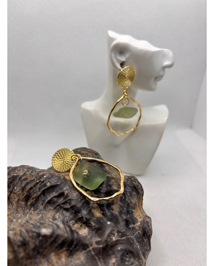 PENDIENTES ARTESANOS DE CRISTAL MARINO