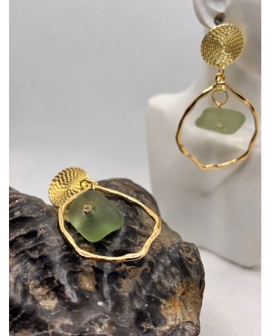 PENDIENTES ARTESANOS DE CRISTAL MARINO