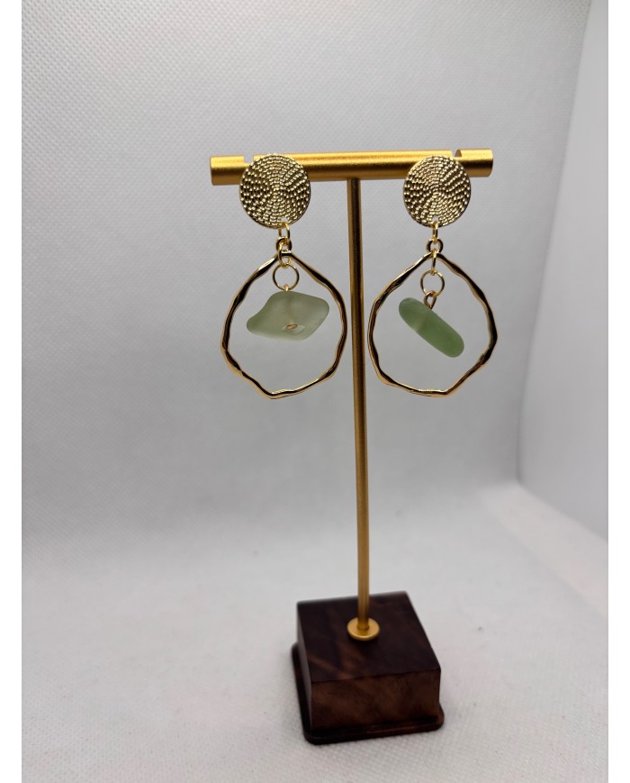 PENDIENTES ARTESANOS DE CRISTAL MARINO