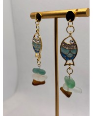 PENDIENTES ARTESANOS DE CRISTAL MARINO