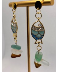 PENDIENTES ARTESANOS DE CRISTAL MARINO