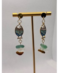 PENDIENTES ARTESANOS DE CRISTAL MARINO