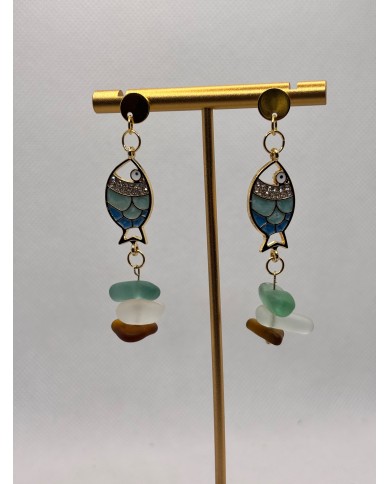 PENDIENTES ARTESANOS DE CRISTAL MARINO