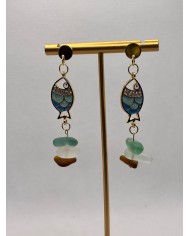 PENDIENTES ARTESANOS DE CRISTAL MARINO