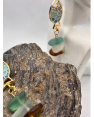 PENDIENTES ARTESANOS DE CRISTAL MARINO