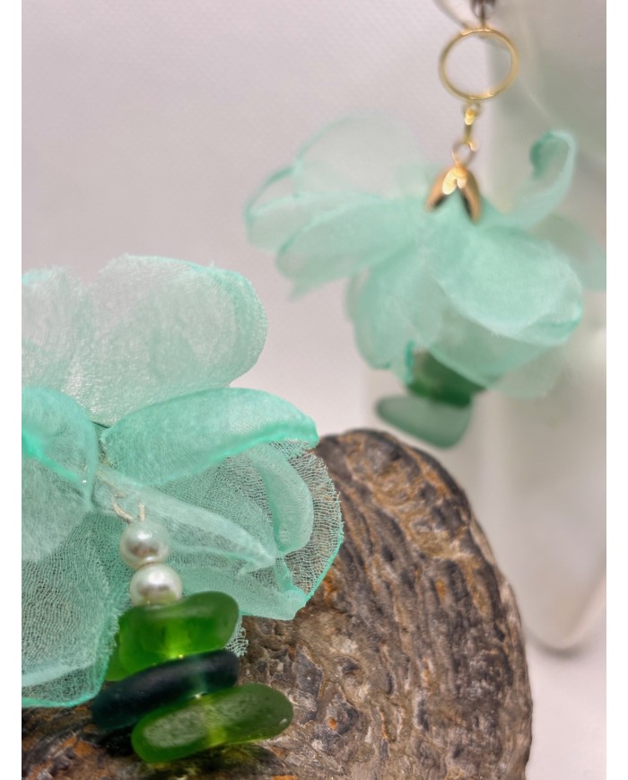 PENDIENTES DE CRISTAL MARINO O LÁGRIMAS DE SIRENA