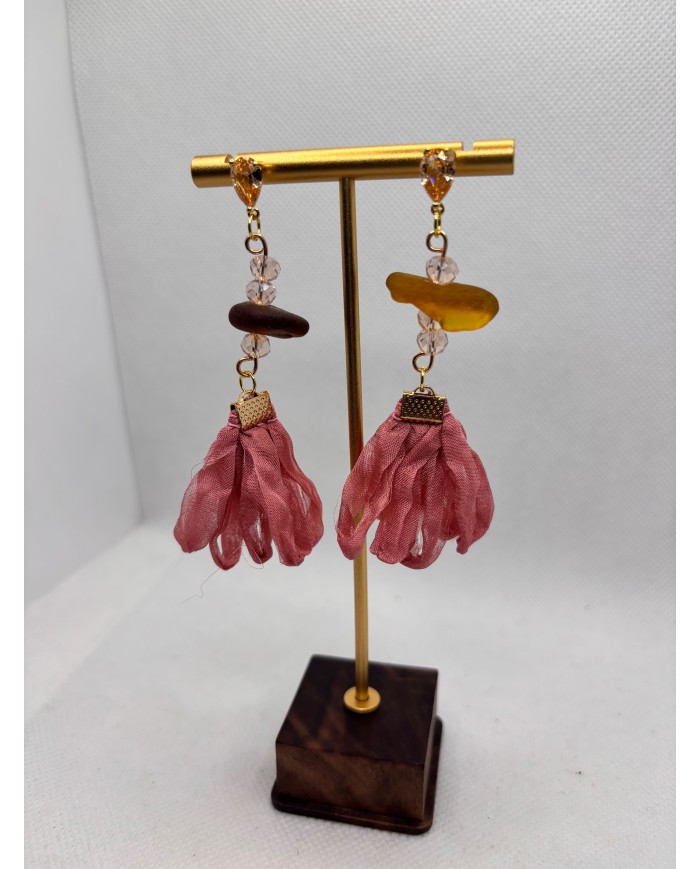 PENDIENTES ARTESANOS DE CRISTAL MARINO