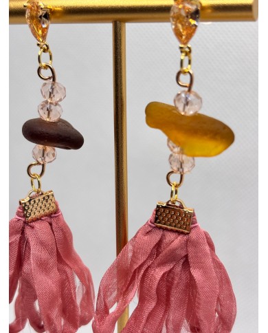 PENDIENTES ARTESANOS DE CRISTAL MARINO