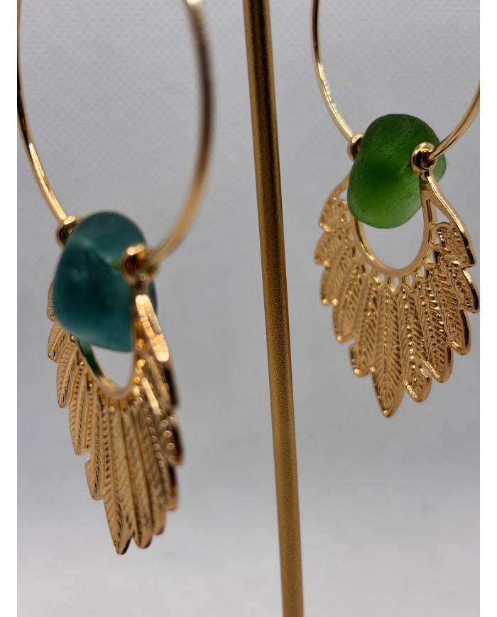 PENDIENTES ARTESANOS DE CRISTAL MARINO