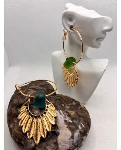 PENDIENTES ARTESANOS DE CRISTAL MARINO