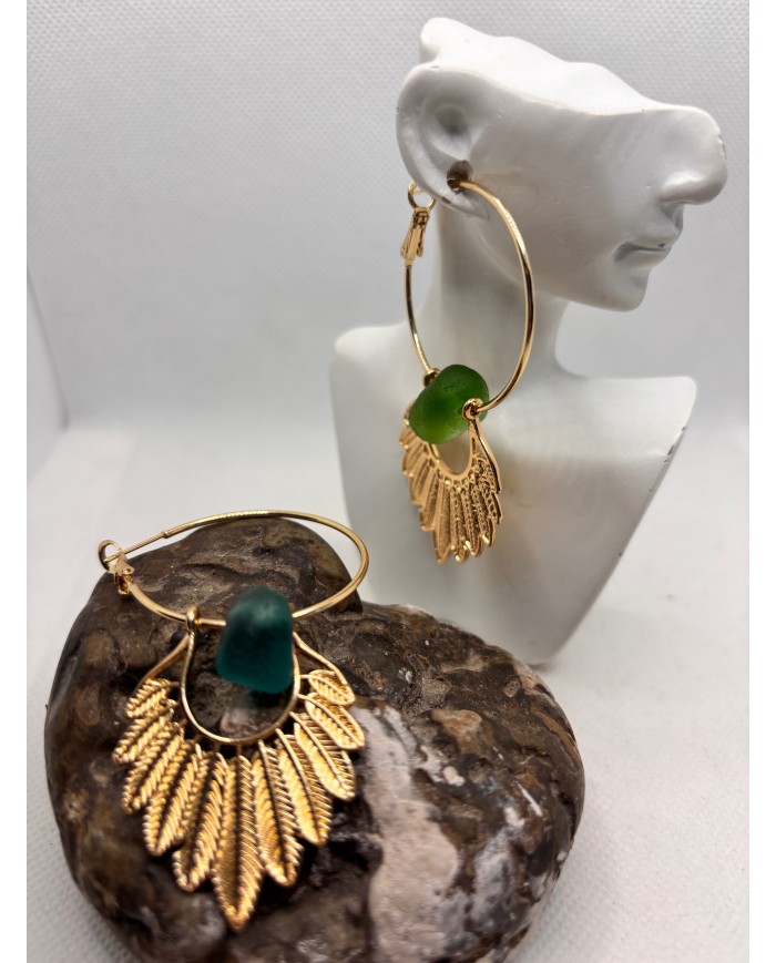 PENDIENTES ARTESANOS DE CRISTAL MARINO