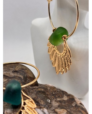 PENDIENTES ARTESANOS DE CRISTAL MARINO