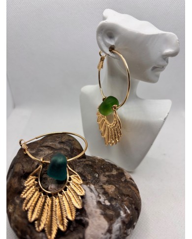 PENDIENTES ARTESANOS DE CRISTAL MARINO