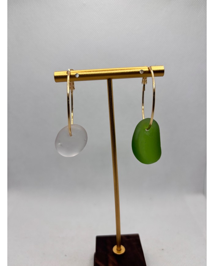 PENDIENTES ARTESANOS DE CRISTAL MARINO