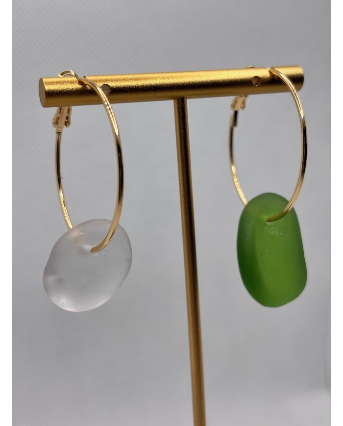 PENDIENTES ARTESANOS DE CRISTAL MARINO