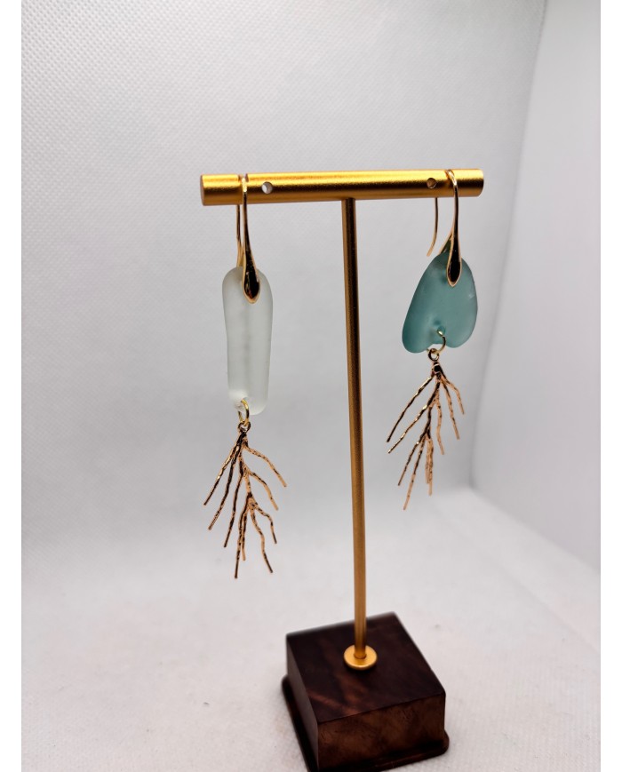 PENDIENTES ARTESANOS DE CRISTAL MARINO