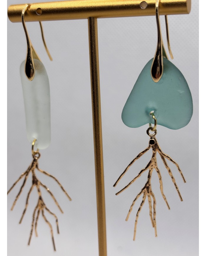 PENDIENTES ARTESANOS DE CRISTAL MARINO