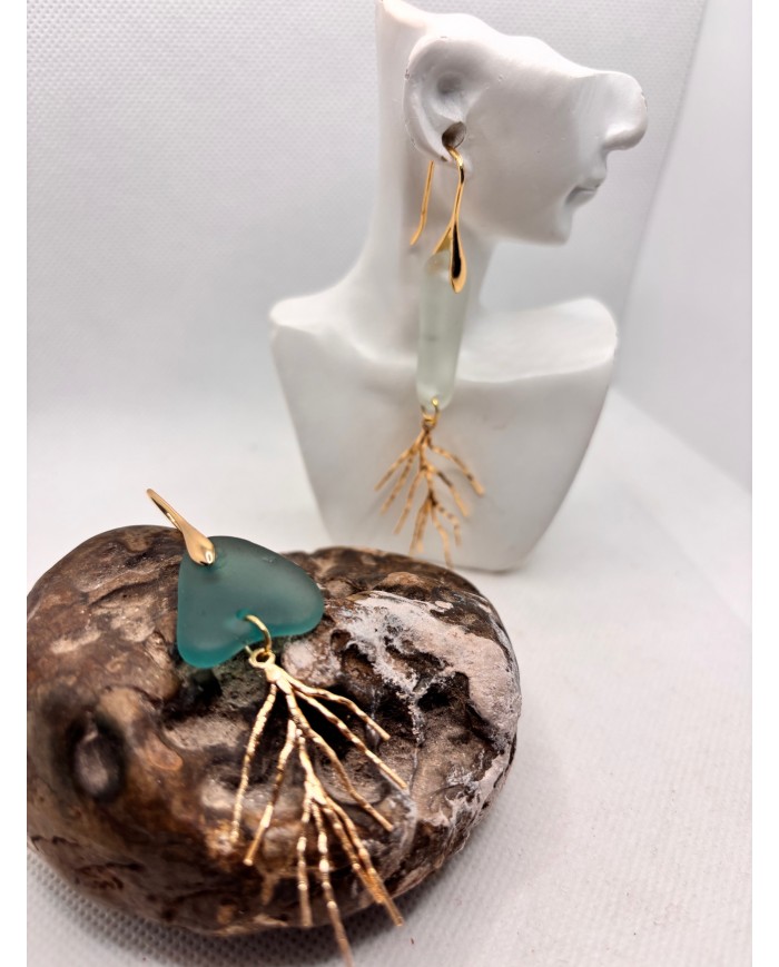 PENDIENTES ARTESANOS DE CRISTAL MARINO