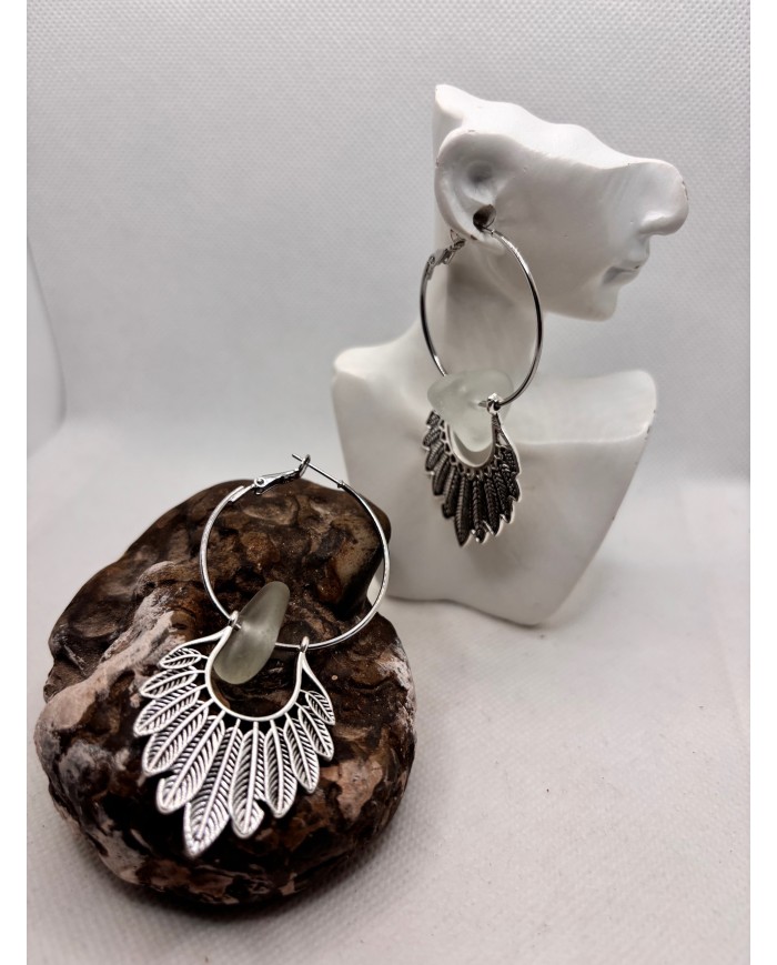 PENDIENTES ARTESANOS DE CRISTAL MARINO