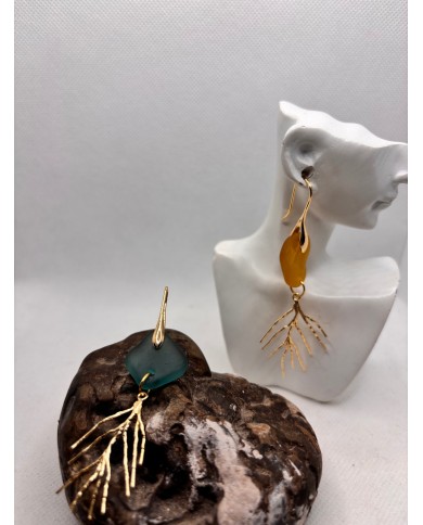 PENDIENTES ARTESANOS DE CRISTAL MARINO