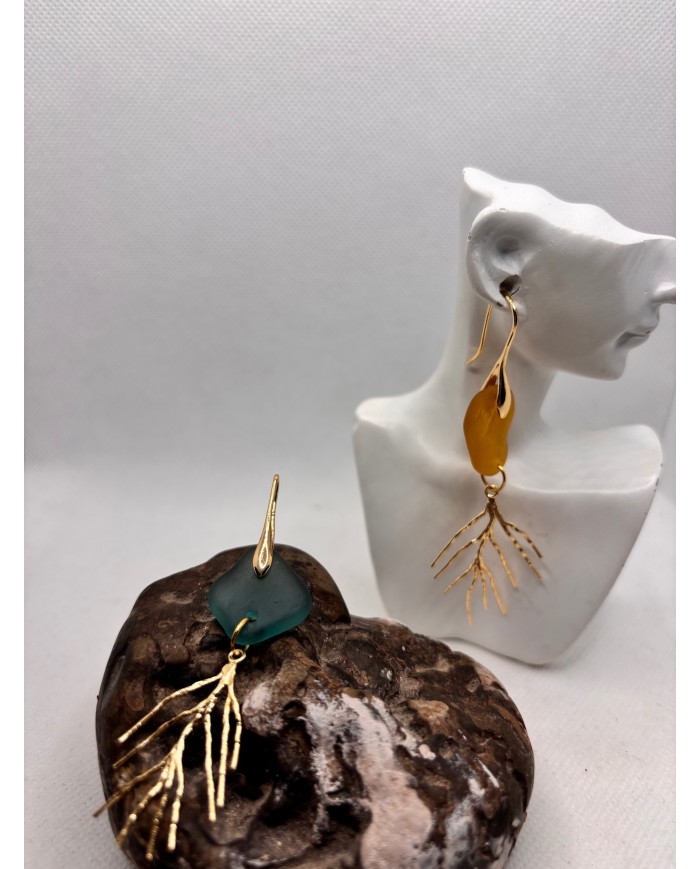 PENDIENTES ARTESANOS DE CRISTAL MARINO