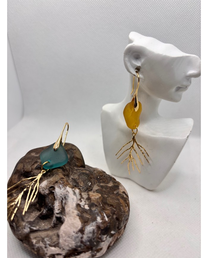 PENDIENTES ARTESANOS DE CRISTAL MARINO