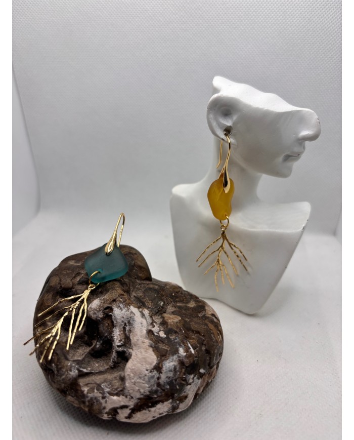 PENDIENTES ARTESANOS DE CRISTAL MARINO