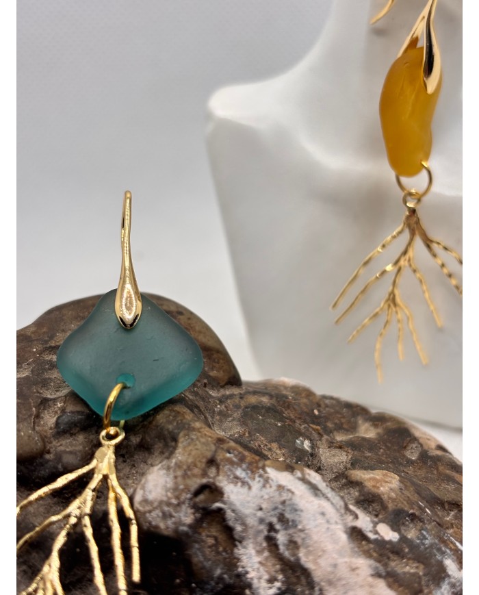 PENDIENTES ARTESANOS DE CRISTAL MARINO