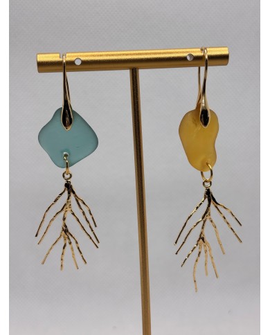 PENDIENTES ARTESANOS DE CRISTAL MARINO