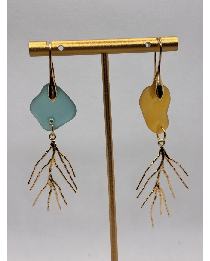 PENDIENTES ARTESANOS DE CRISTAL MARINO