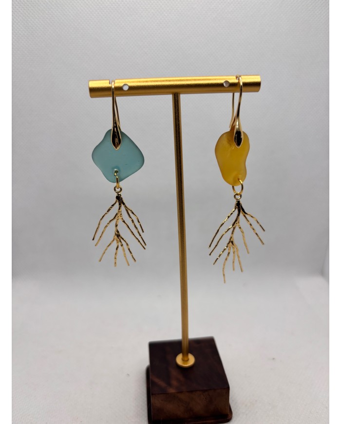 PENDIENTES ARTESANOS DE CRISTAL MARINO