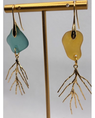 PENDIENTES ARTESANOS DE CRISTAL MARINO