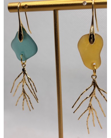 PENDIENTES ARTESANOS DE CRISTAL MARINO