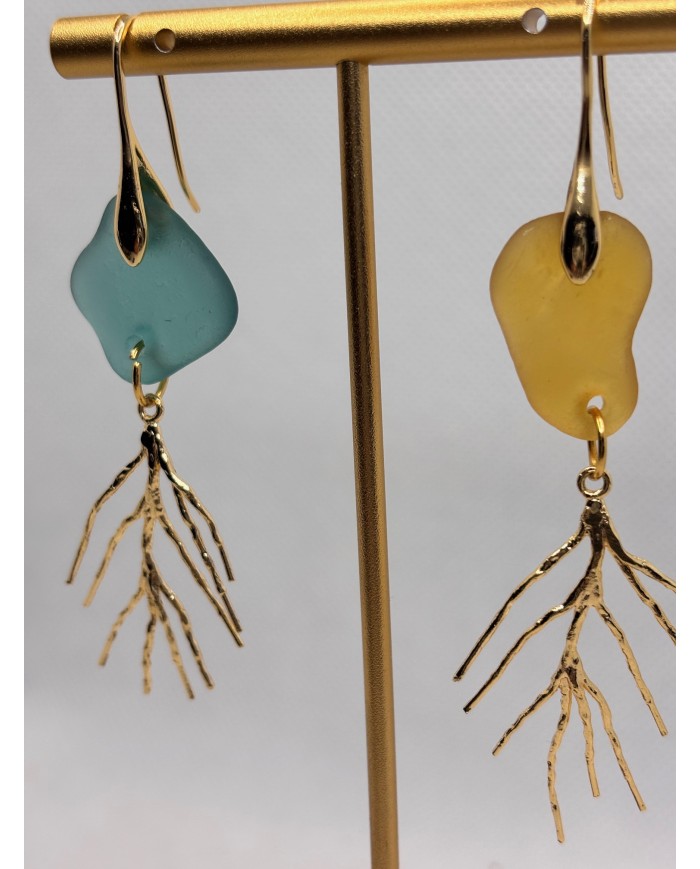 PENDIENTES ARTESANOS DE CRISTAL MARINO