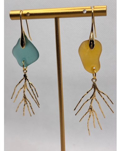 PENDIENTES ARTESANOS DE CRISTAL MARINO