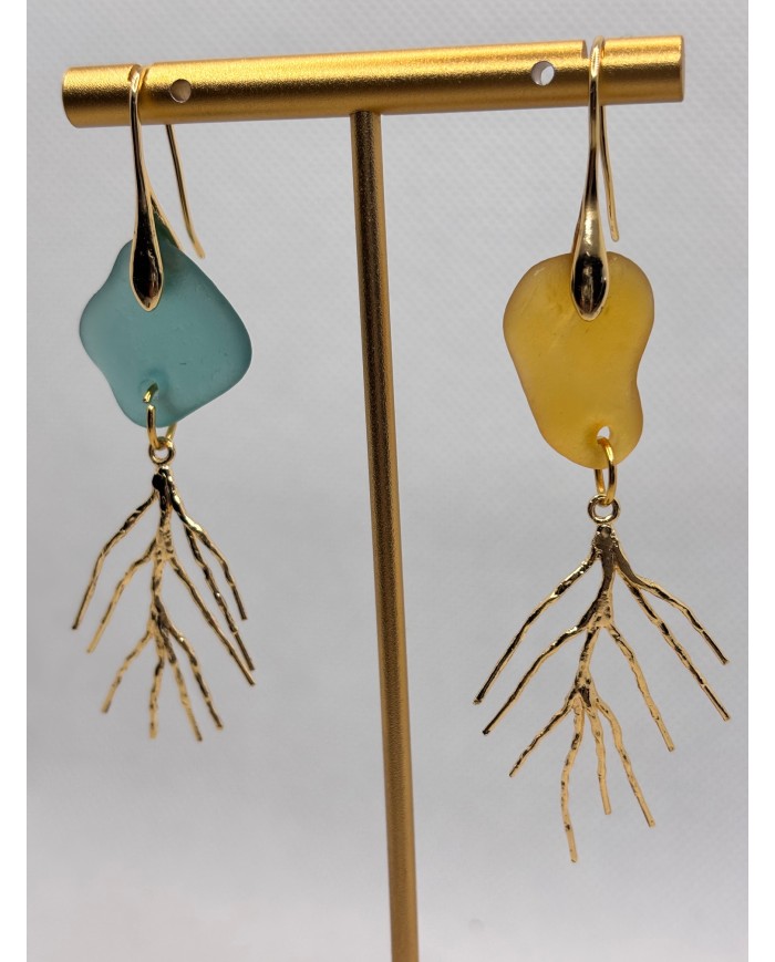 PENDIENTES ARTESANOS DE CRISTAL MARINO