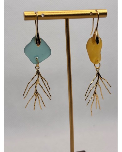 PENDIENTES ARTESANOS DE CRISTAL MARINO