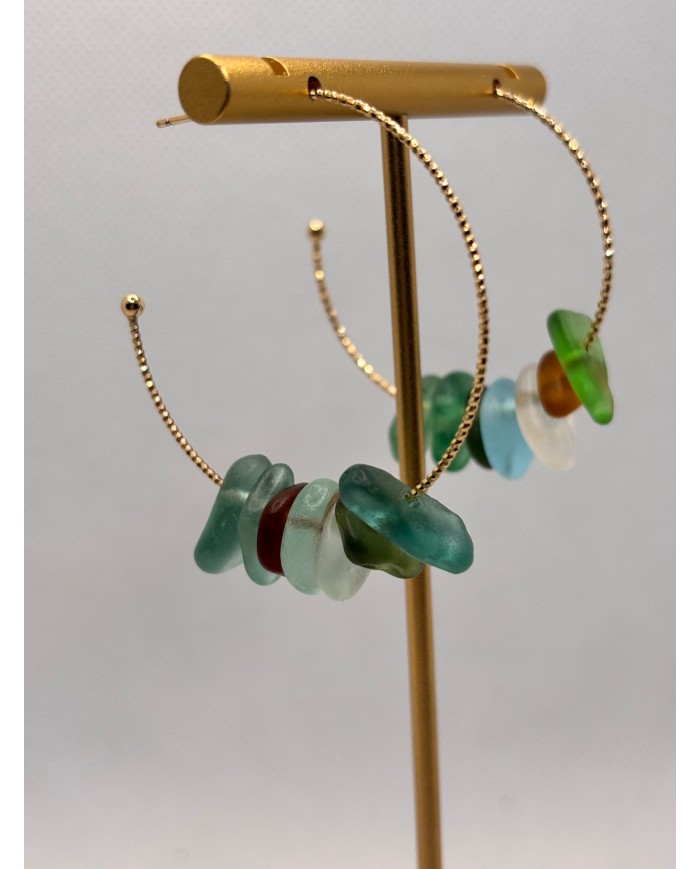 PENDIENTES ARTESANOS DE CRISTAL MARINO