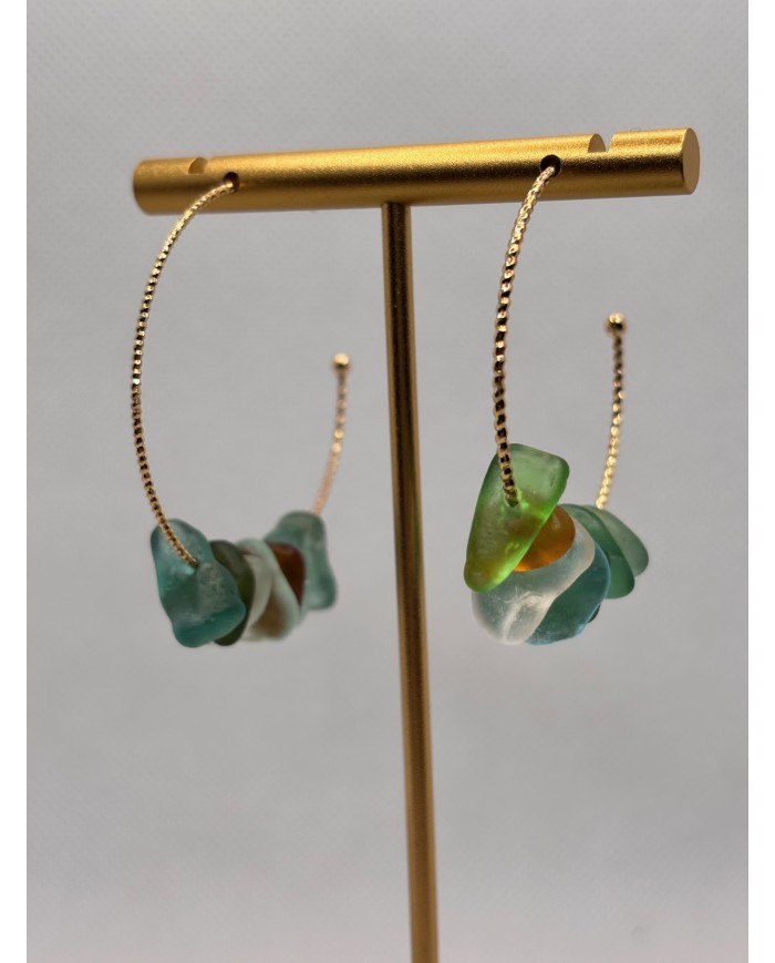 PENDIENTES ARTESANOS DE CRISTAL MARINO