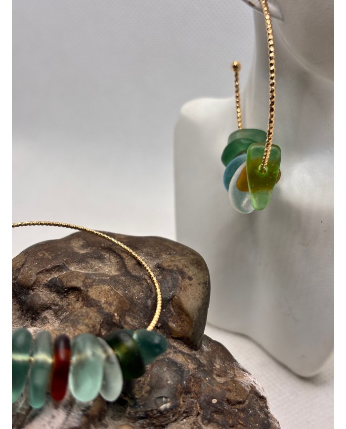 PENDIENTES ARTESANOS DE CRISTAL MARINO