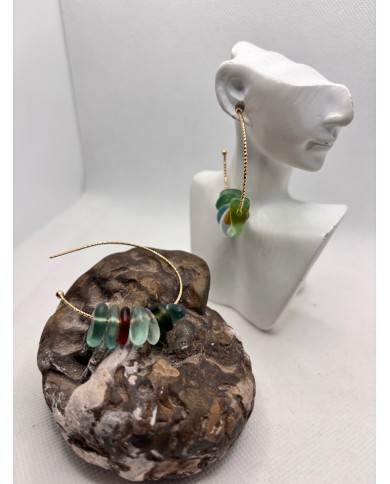 PENDIENTES ARTESANOS DE CRISTAL MARINO