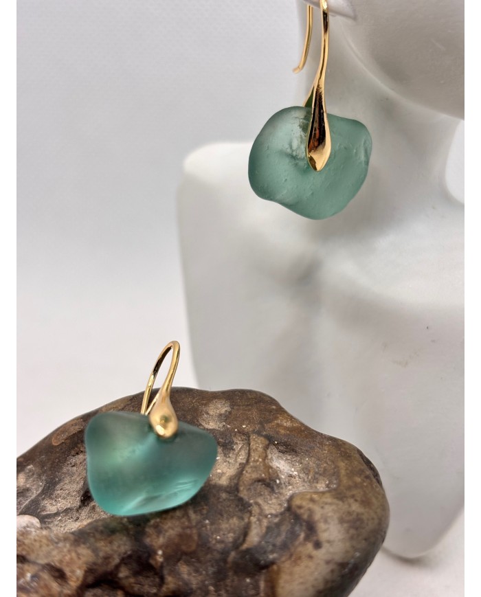 PENDIENTES ARTESANOS DE CRISTAL MARINO