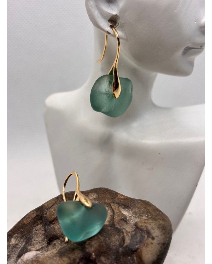 PENDIENTES ARTESANOS DE CRISTAL MARINO